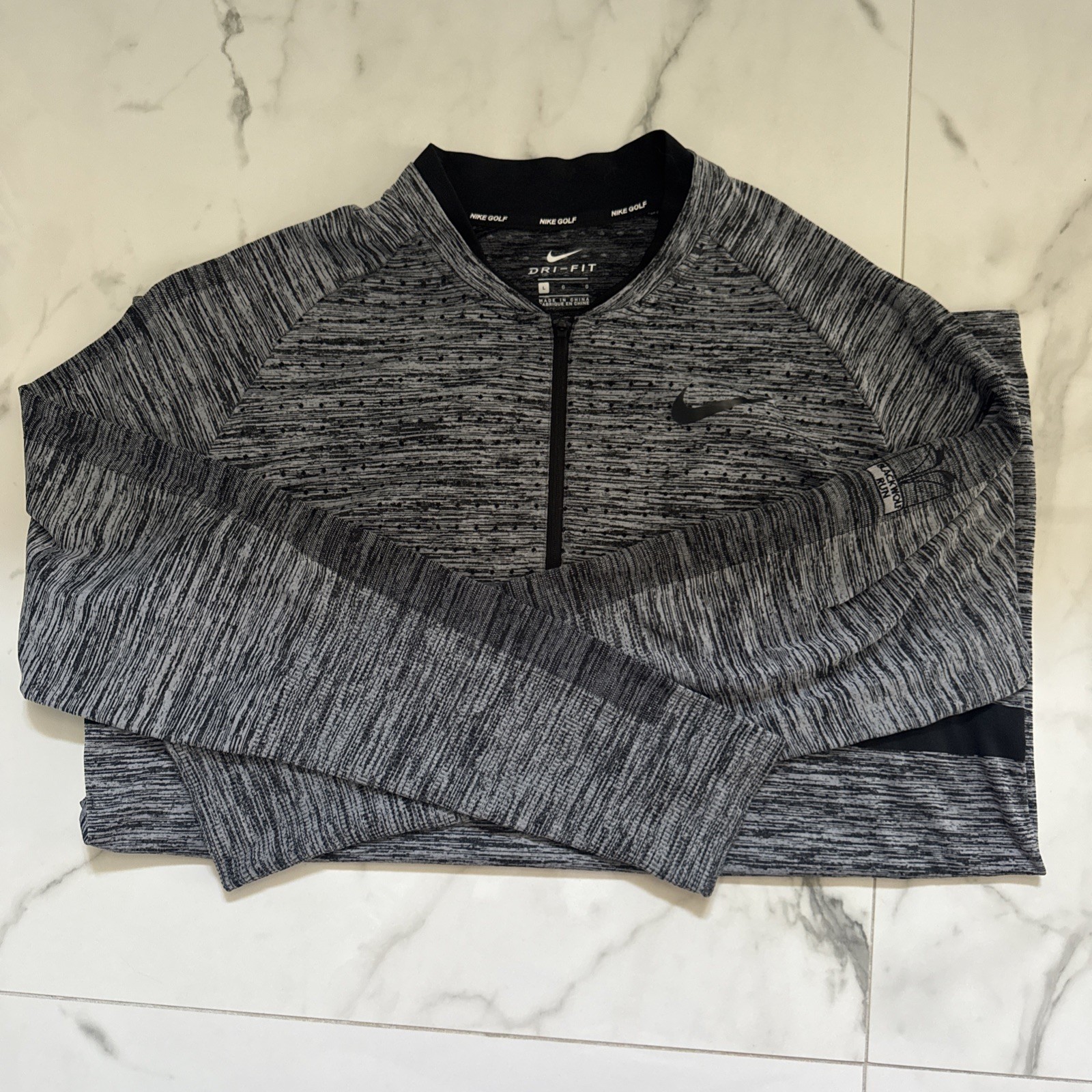 Nike Golf Dri-FIT Quarter Zip Pullover Grey And Black Long Sleeve Athletic Top gallery