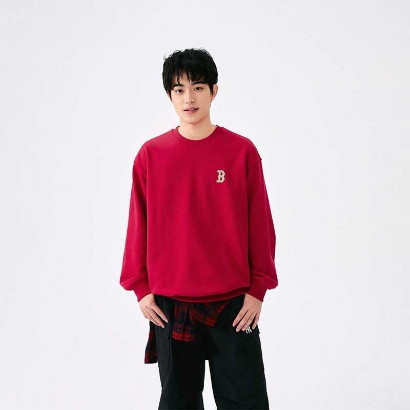 MLB Printed Pattern Solid Color Loose Fit Long Sleeve Sweatshirt Unisex Dark Red gallery