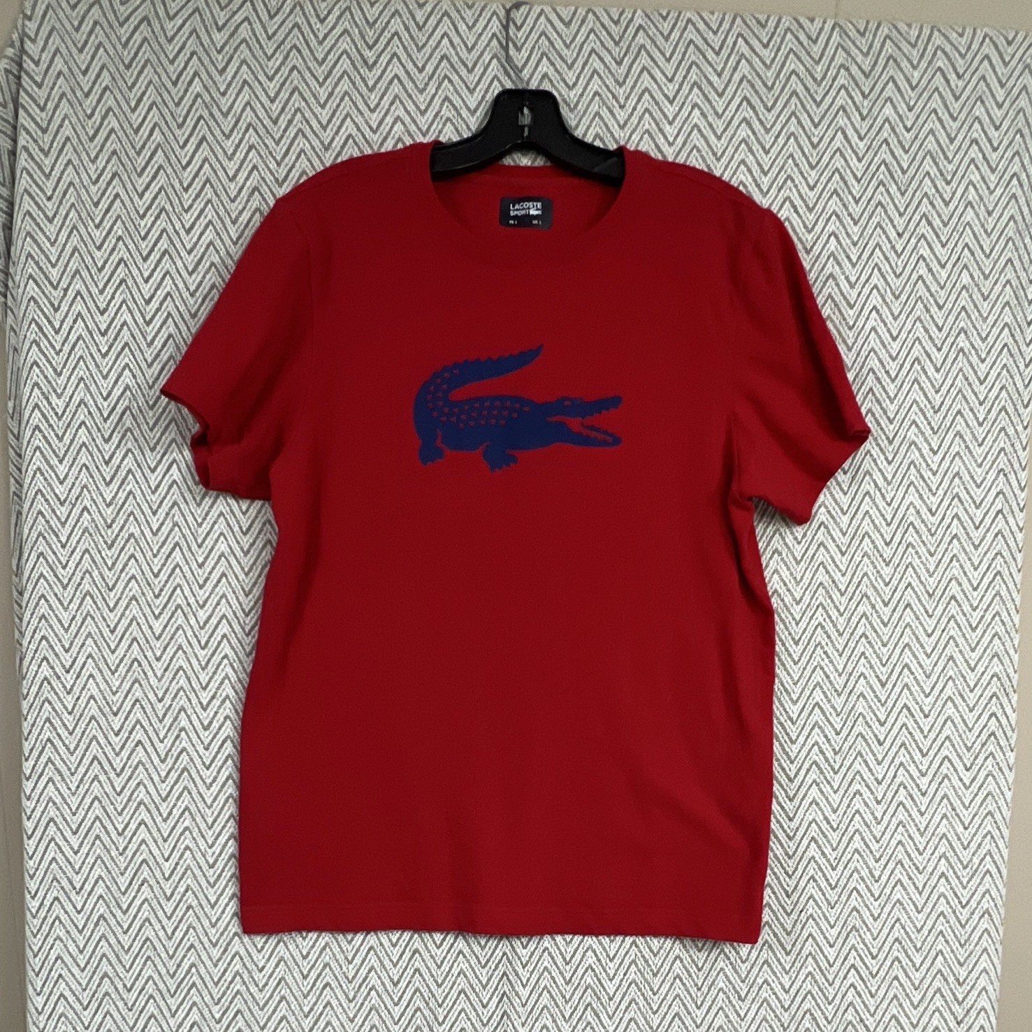Lacoste Sport Ultra Dry Performance T Shirt Croc Logo Mens FR 5 US Large RED gallery