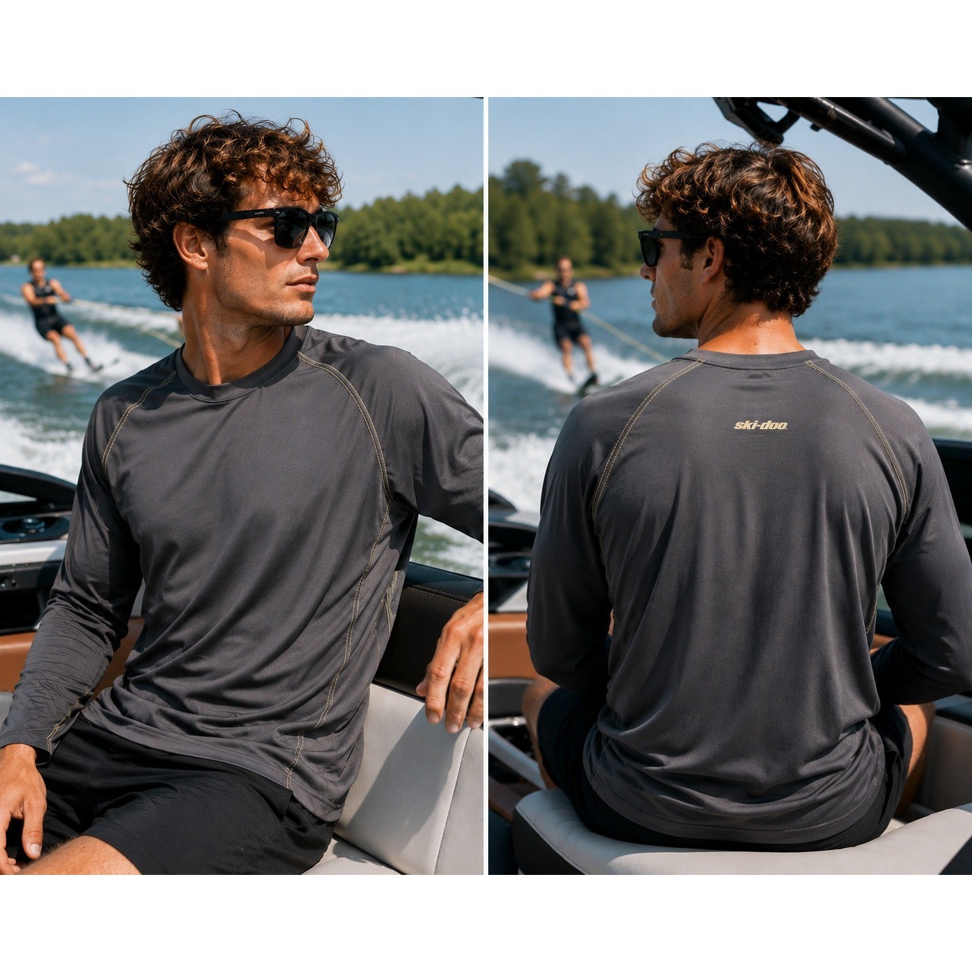 NWT Ski-Doo Performance Shirt Men's Medium Gray Long Sleeve Moisture Wicking gallery