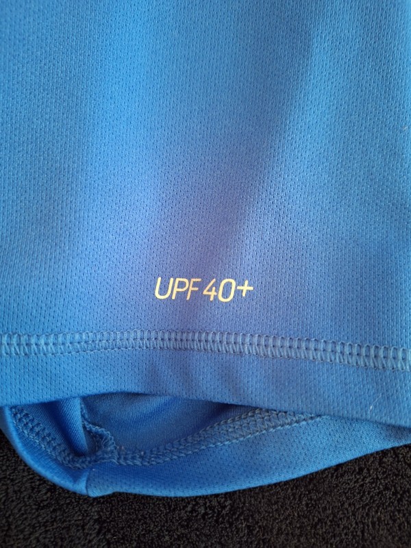 Nike Swim Dri Fit Mens Shirt Royal Blue Block Letters Logo UPF 40+ SZ XL gallery