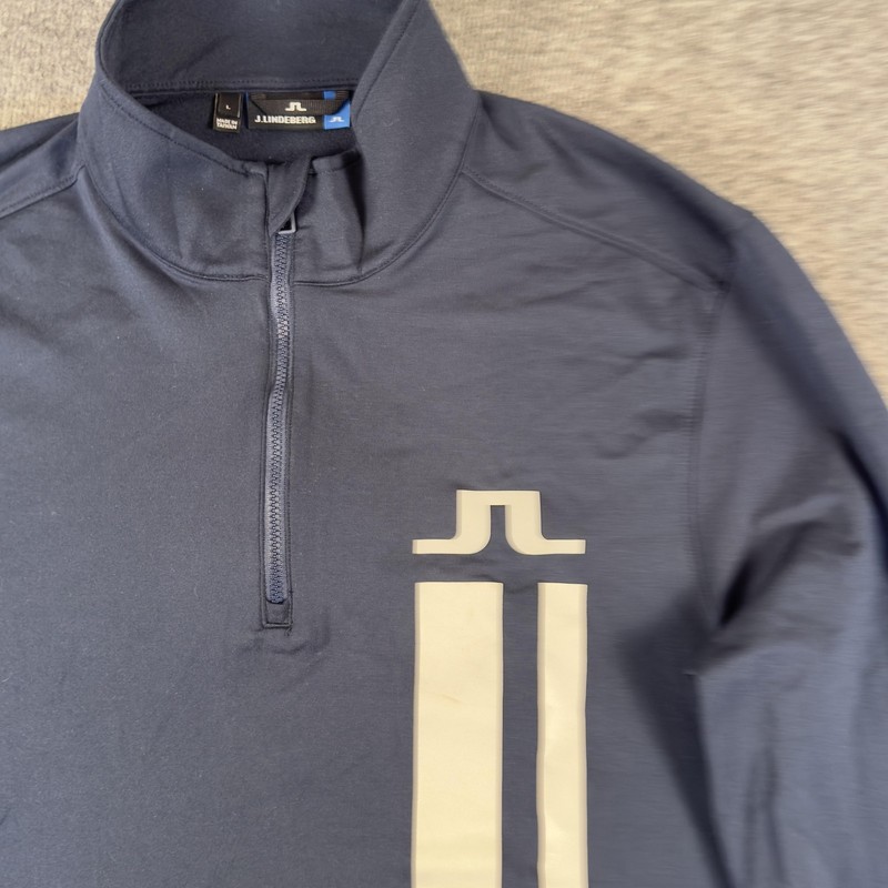 J.Lindeberg Pullover Mens Large Blue Bose-Light Mid 1/4 Zip Long Sleeve Golf gallery