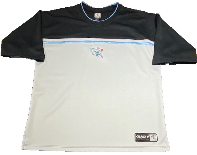 Vintage And1 Basketball Shirt Mens XL Short Sleeve 90s Logo Crewneck Gray Black gallery