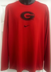 Nike Georgia Bulldogs T-Shirt Red Dri Fit Performance Long Sleeve Mens Large