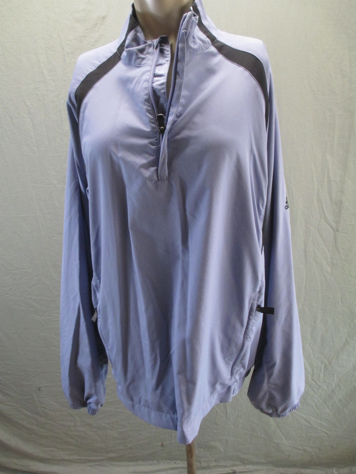 Adidas Size L Mens Blue 1/4 Zip Pockets Long Sleeve Activewear Windbreaker 995 gallery