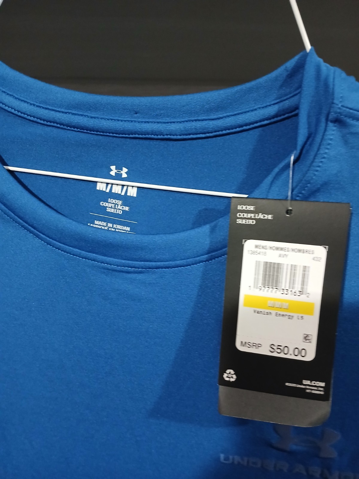 Under Armour Rush Loosegrear Performance Training Long Sleeve Blue Tee M NWT gallery