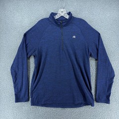 Road Runner Sports 1/4 Zip Pullover Mens L Blue Heather Running Shirt Stretch
