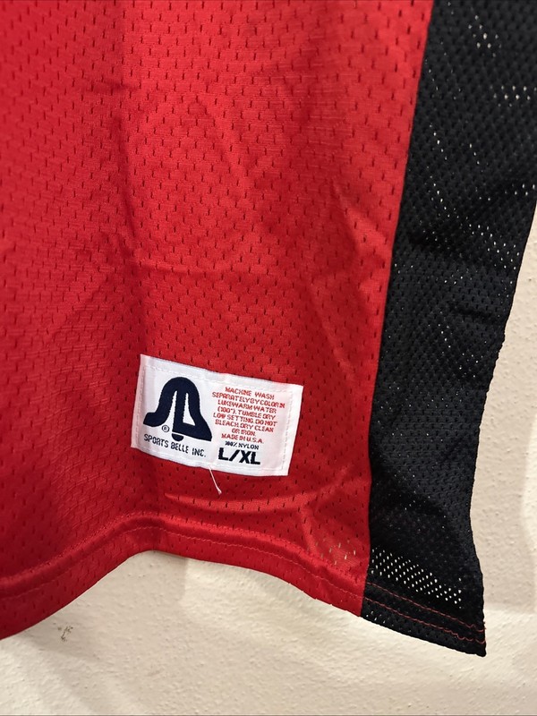 Vintage Sports Belle Inc High school Football Jersey Size L/XL Red Black Hornets gallery