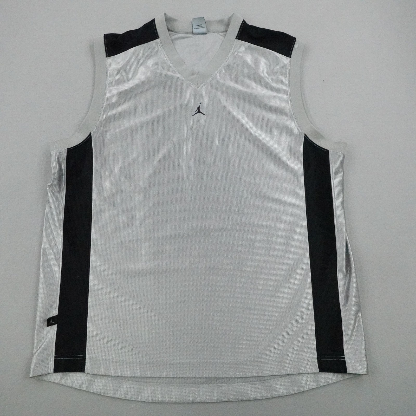 Vintage Jordan Shirt Mens 2XL Gray Sleeveless Tank Top Shiny Satin Dazzle Y2K gallery