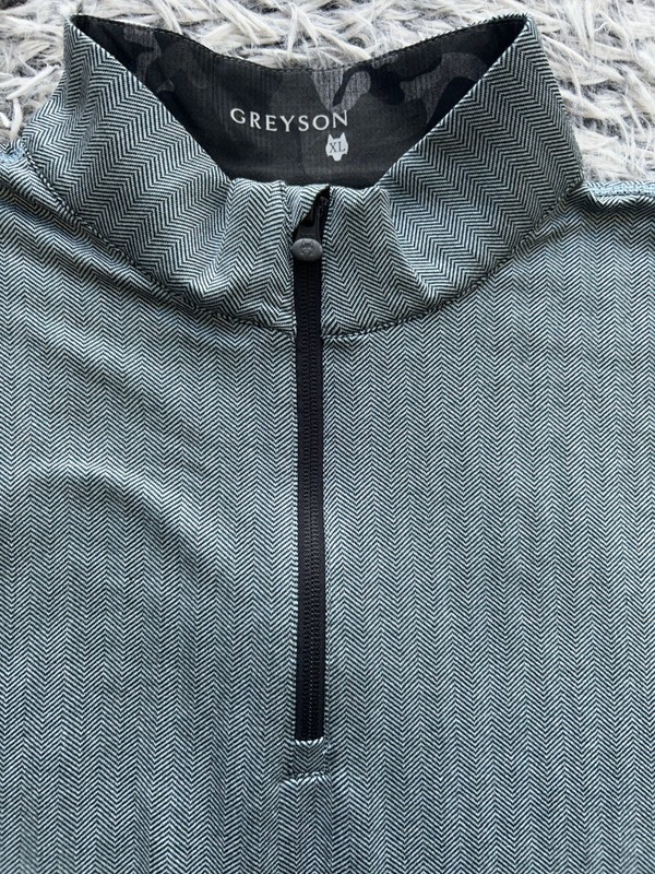 Greyson Pullover Mens XL Green Herringbone Tate 1/4 Zip Golf Stretch Mock Neck gallery