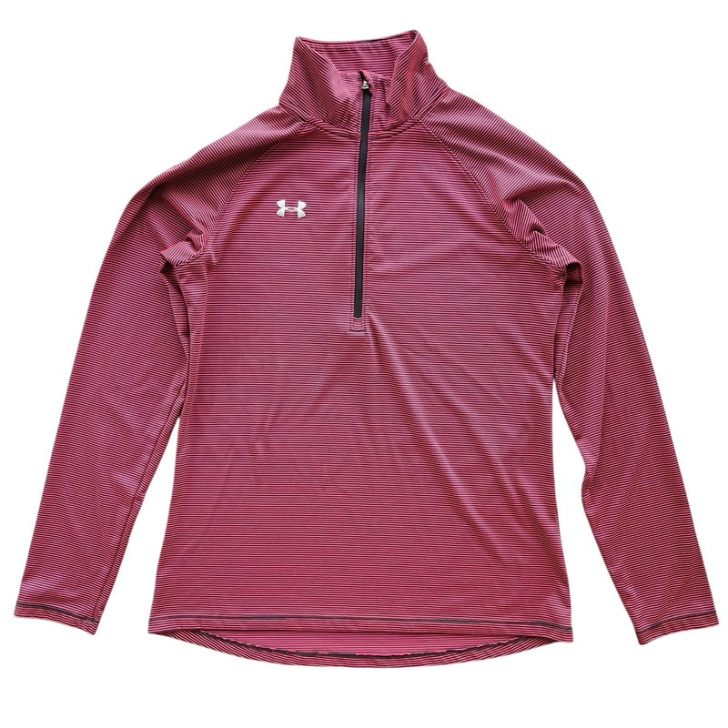 Under Armour Heat Gear Mens S Gray Pink Stripe 1/2 Zip Loose Fit Athletic Jacket gallery