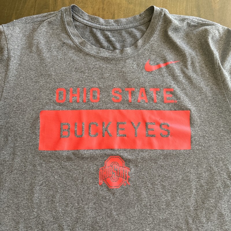 Nike Tee Dri-Fit Ohio State Buckeyes OSU Gray Short Sleeve T-shirt Men’s Sz L gallery