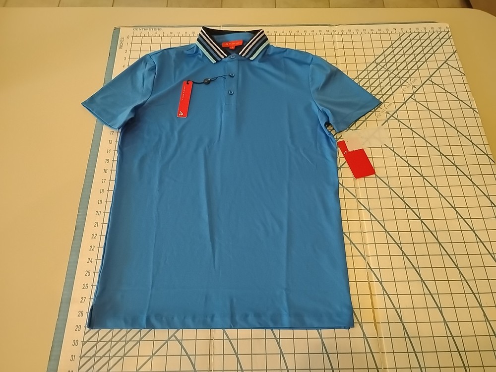 MENS SMALL ROYAL BLUE/KNIT COLLAR REDVANLY POLO SHIRT - NWT