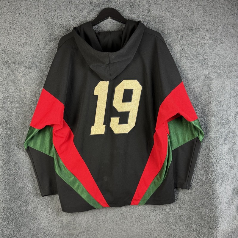 Supreme FW 2017 Hooded Hockey Jersey Mens XL Logo Spellout Black Red USA Sport gallery