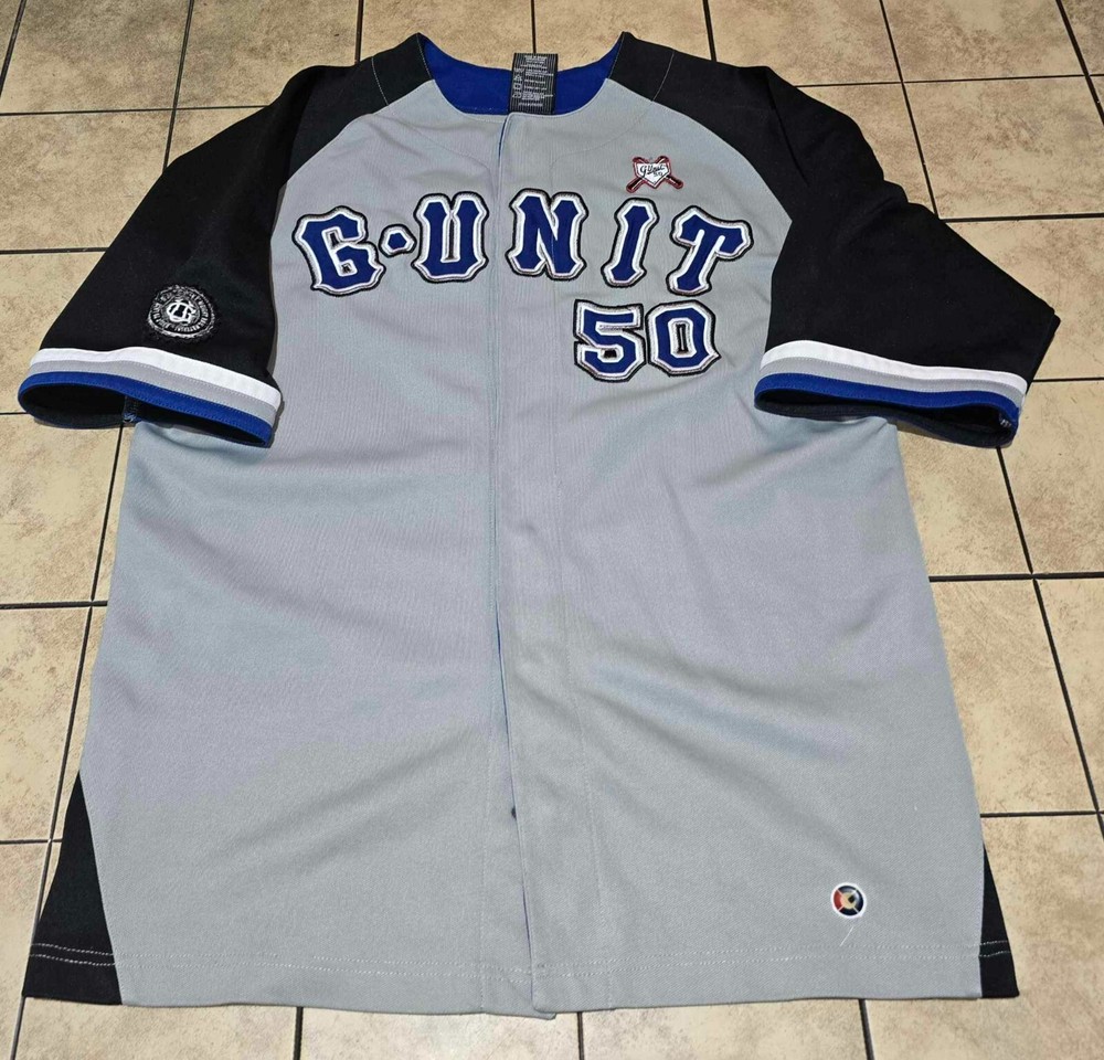 Vtg 50 Cent G-Unit Snap Button Baseball Style Jersey