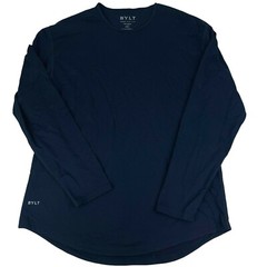Bylt Basics Drop Cut Men’s Long Sleeve Crew Neck Stretch Shirt Navy Blue Size XL