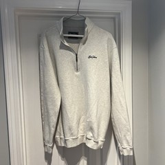 Straight Down 1/4 Zip Pullover Sea Island Golf Mens Medium Light Grey Cotton