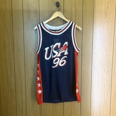 Team Oasis USA 96 Men’s Basketball Jersey Tank Large Navy Red White Mesh