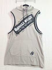 Gorilla Wear Men’s Sleeveless Hoodie Gym Graphic Urban Athletic Tan 2XL XXL