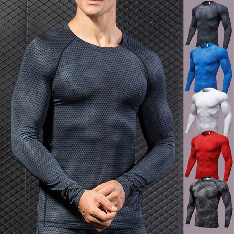 Men Fitness Compression Base Layer Long Sleeve Tops Jogger Running Sports Shirts gallery