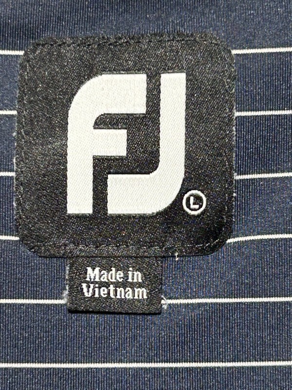 FootJoy Mens L Blue White Striped Polo Performance Golf Shirt Active FJ gallery