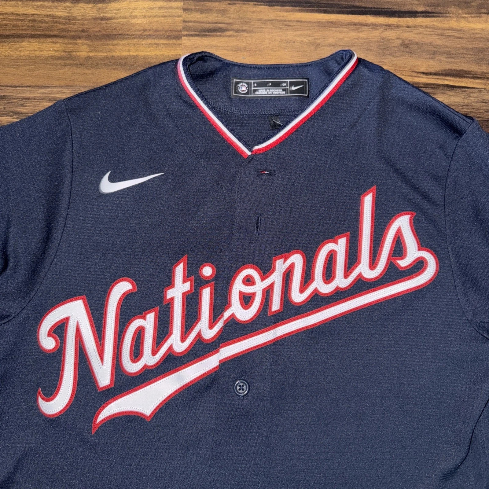 Nike Men's Authentic Washington Nationals Navy Blue Jersey Large Blank gallery