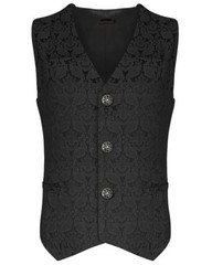 Premium Men’s Designer Stylish Black Brocade Casual Vest
