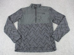The North Face Pullover Mens Medium Gray Fleece Quarter Zip Patterned Logo Warm