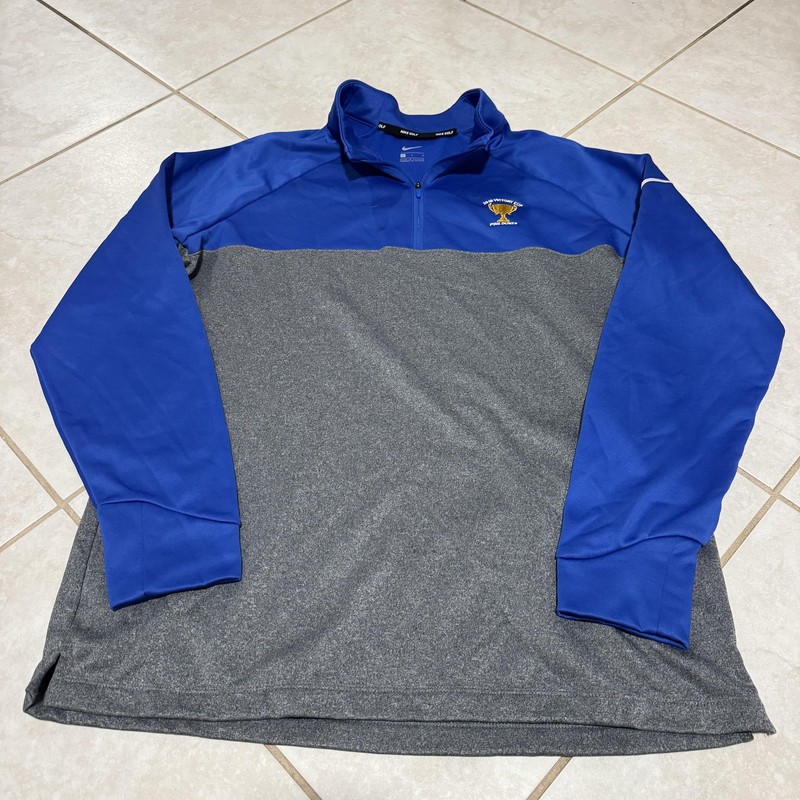 Nike Golf Pullover Mens Large Blue Gray Quarter Zip Colorblock Pine Dunes 2018 gallery