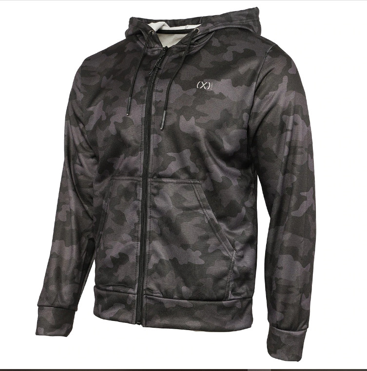 Men's Jacket Medium 2(X)IST Black Camo Athletic Full Zip Fleece Hoodie Stretch gallery