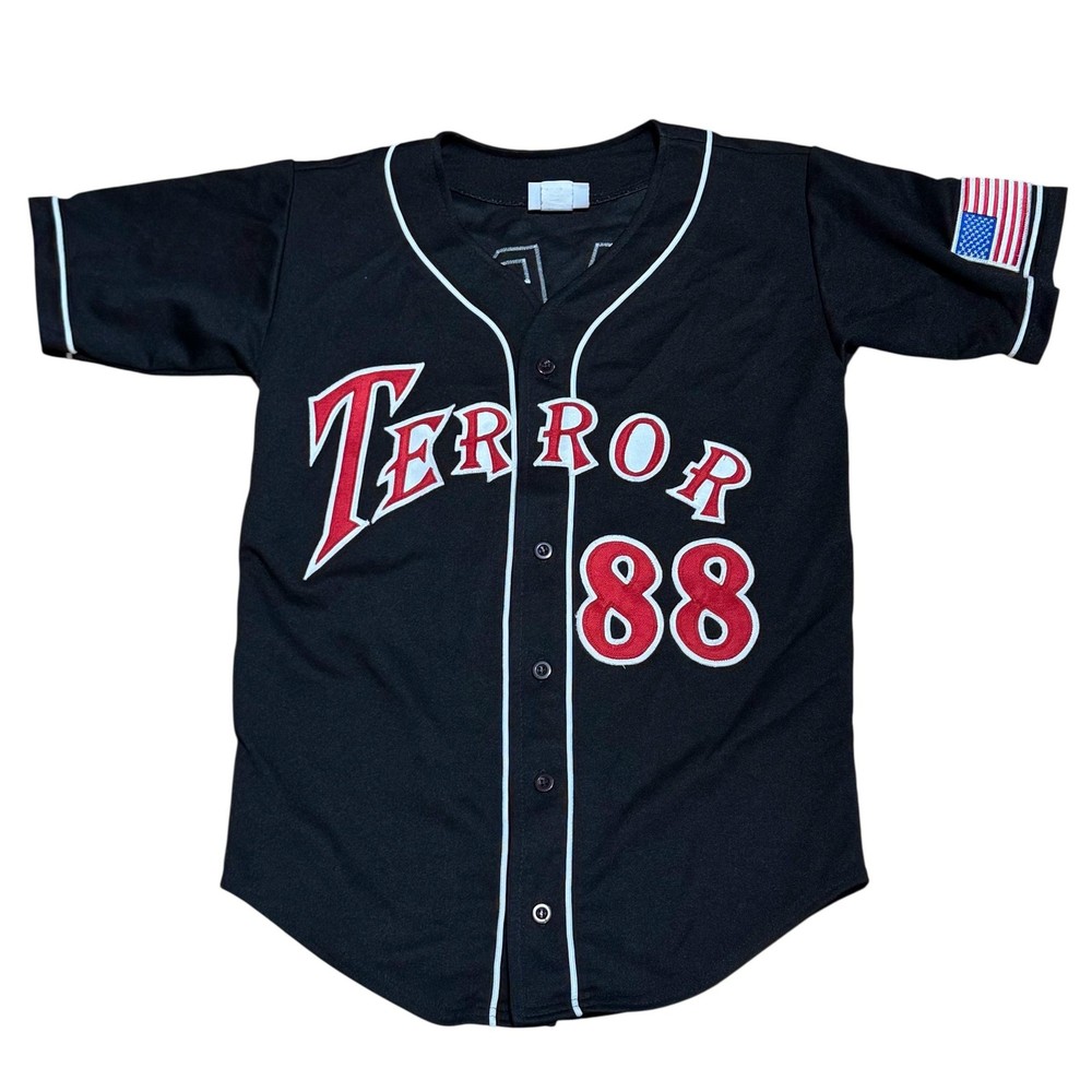Teamwork Terror 88 Rapp Jersey Mens Large Black Baseball USA Flag Patch