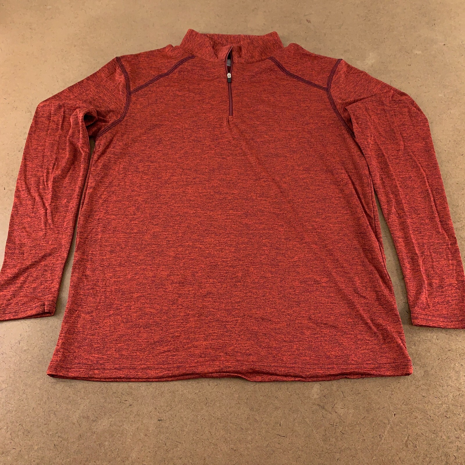 A4 Men's Size Small Red Tonal Space-Dye Long Sleeve Quarter-Zip Pullover N4010 gallery