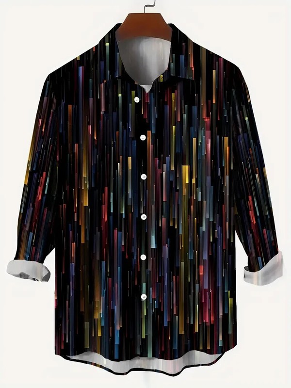 Mens 5XL BIG Long Sleeve DRESS - Casual Shirt New 2025 BLACK & WHITE gallery