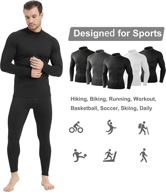 5 Pack Thermal Compression Shirts for Men Long Sleeve Running Gear Undershirt... gallery