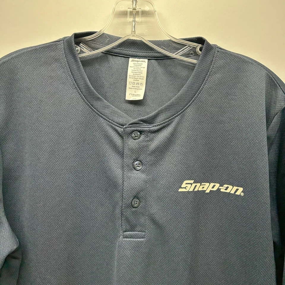 Snap-On Men's Blue Polyester Large Henley Shirt (E5) gallery