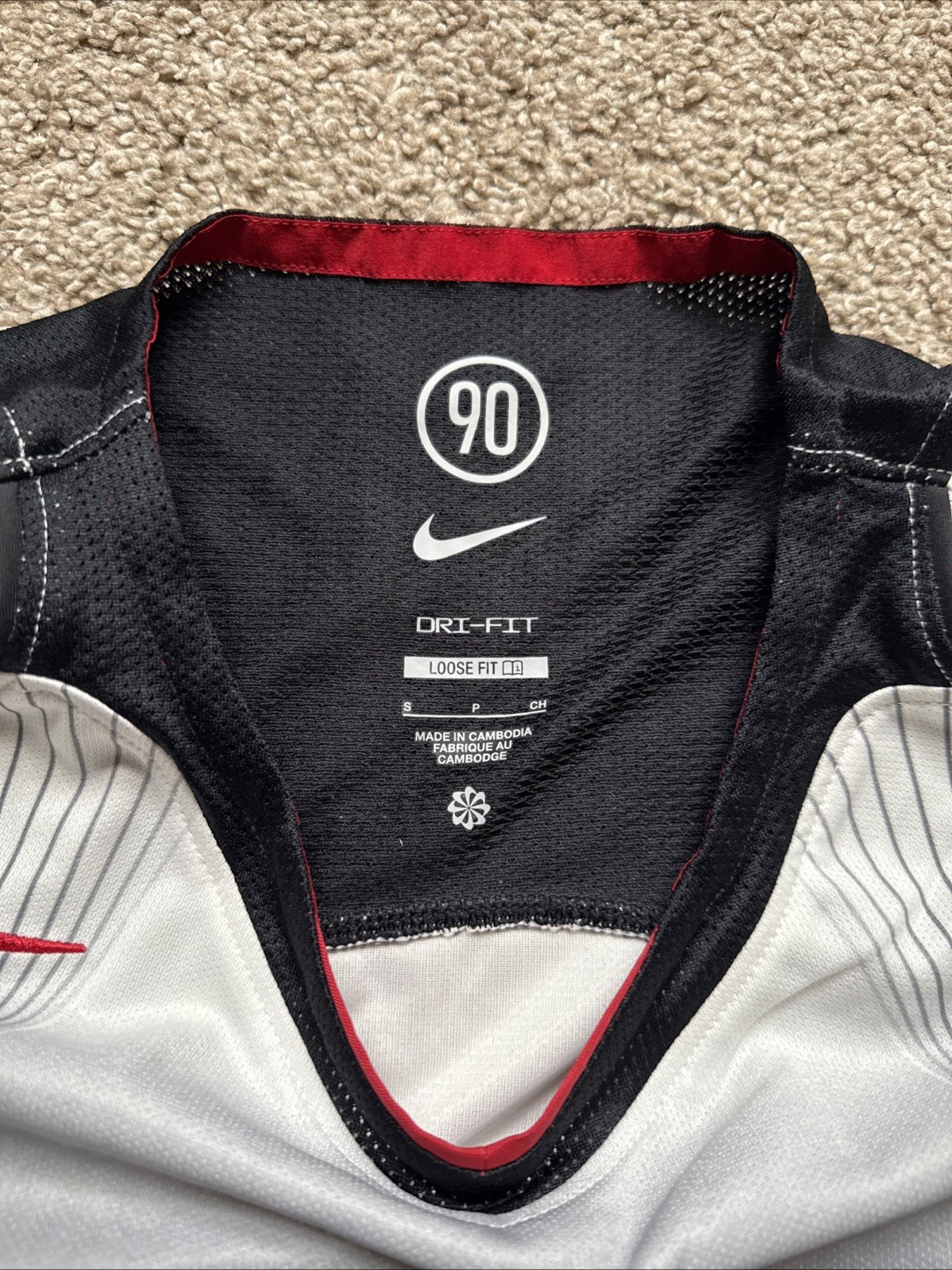 NEW! Nike Total 90 Dri-Fit Soccer Jersey White/Black Loose Fit - Men’s Small gallery