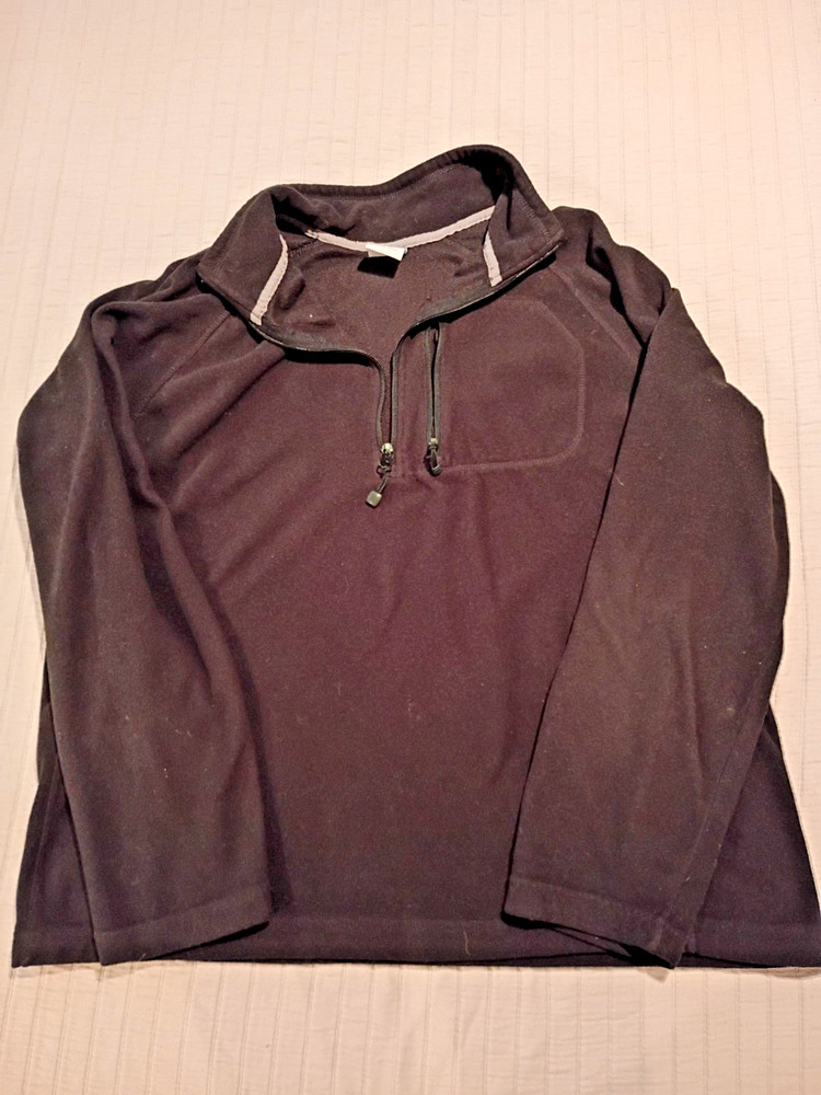 STARTER Men's Size LARGE (42-44) Black Fleece long sleeve 1/4 zip up shirt