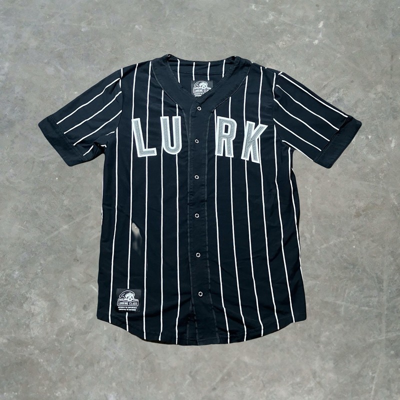 Lurking Class Black And White Pinstripe Baseball Jersey Mens Size Medium gallery