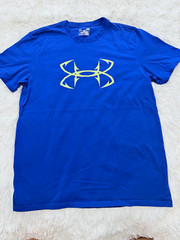 Under Armour HeatGear Men’s L Blue Loose Lightweight Graphic Logo Tee Shirt