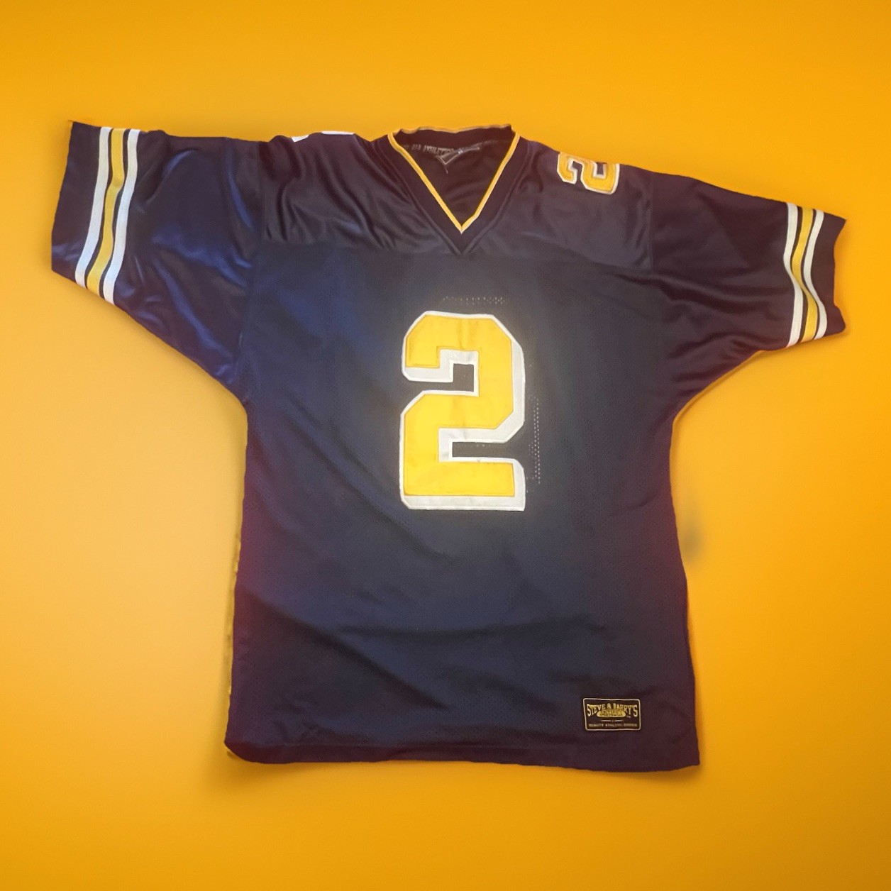 Steve & Barry's Men's #2 Football Jersey Blue/Yellow M V-Neck Mesh Breathable gallery