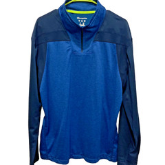 Champion Elite L/S 1/4 Zip Striped High Collar Size Large Blue