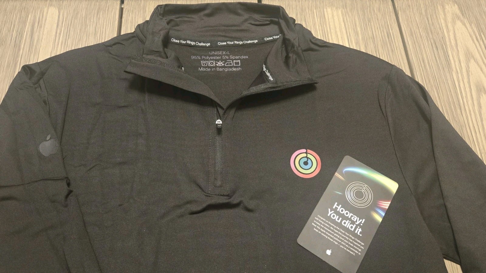 APPLE logo Close Your Rings 1/4 zip Pullover Unisex L Employee Challenge Silver gallery