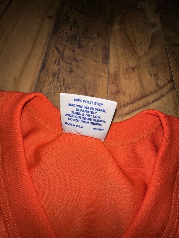 Eagle USA Vintage Mesh Football Jersey Mens Medium Orange Made in USA V-Neck gallery
