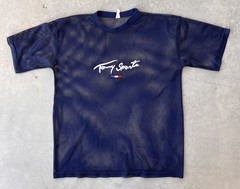 Vintage Tommy Sports Jersey Large Blue 90s Bootleg Mesh Fish Net Embroidered