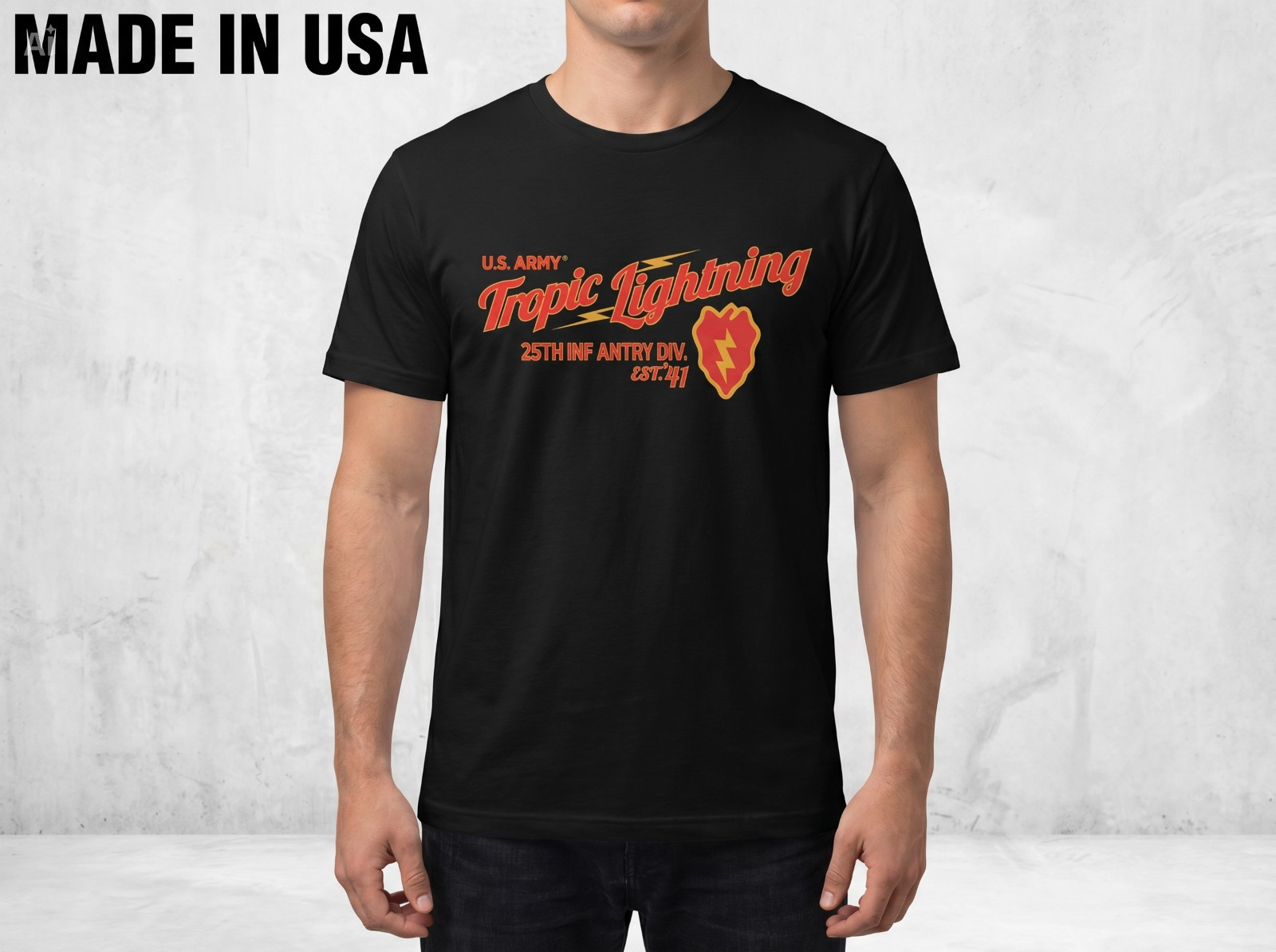 NEW 25th Infantry Division Retro Tropic Lightning SHIRT SIZE S-2XL MADE IN USA gallery