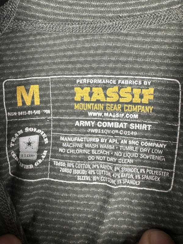 Massif Army Combat Shirt Mens Medium Green Camo Long Sleeve Tactical ACU Jersey gallery