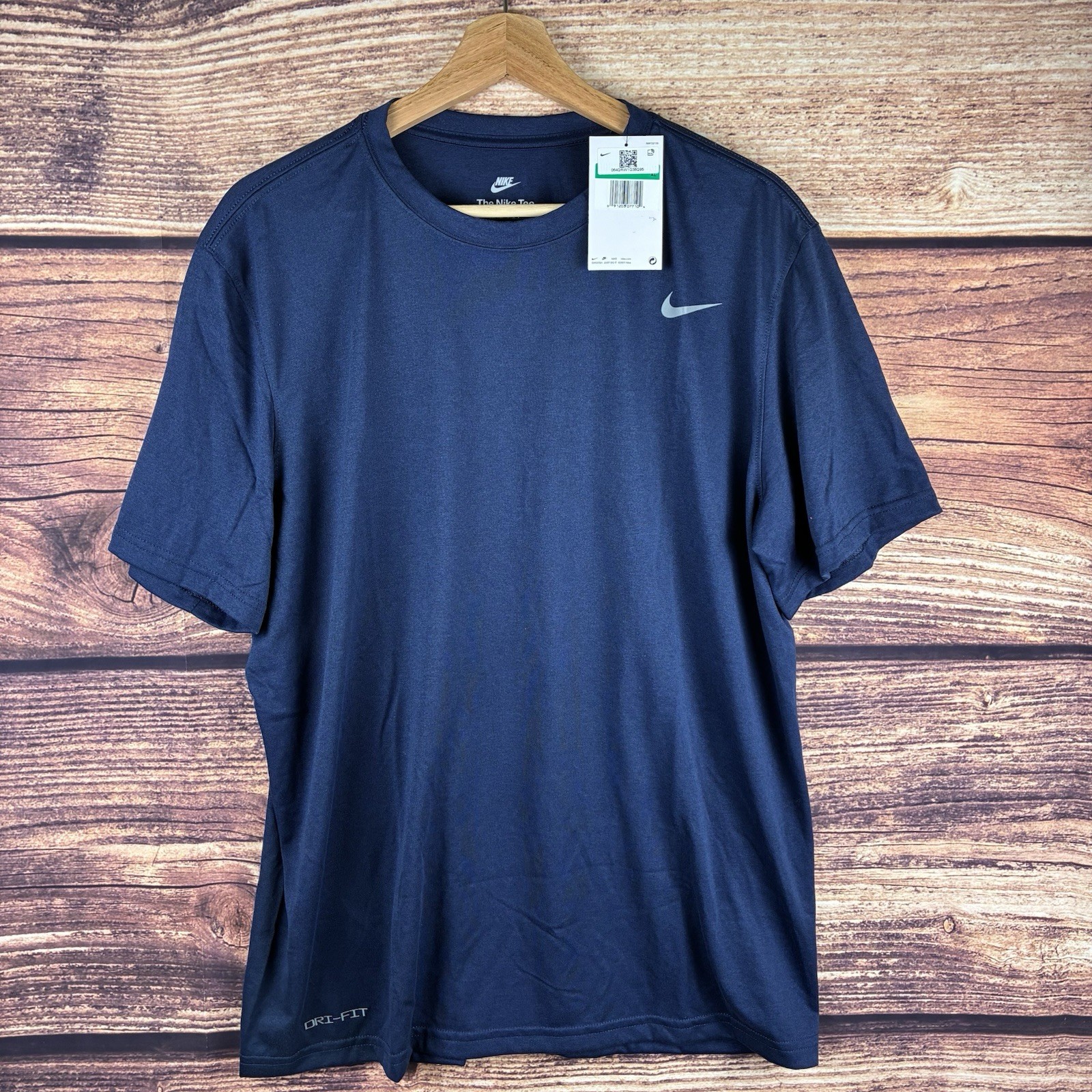 Nike Dri-Fit Men's Training T-Shirt Navy Blue Silver Swoosh XL 727982-451 NWT gallery