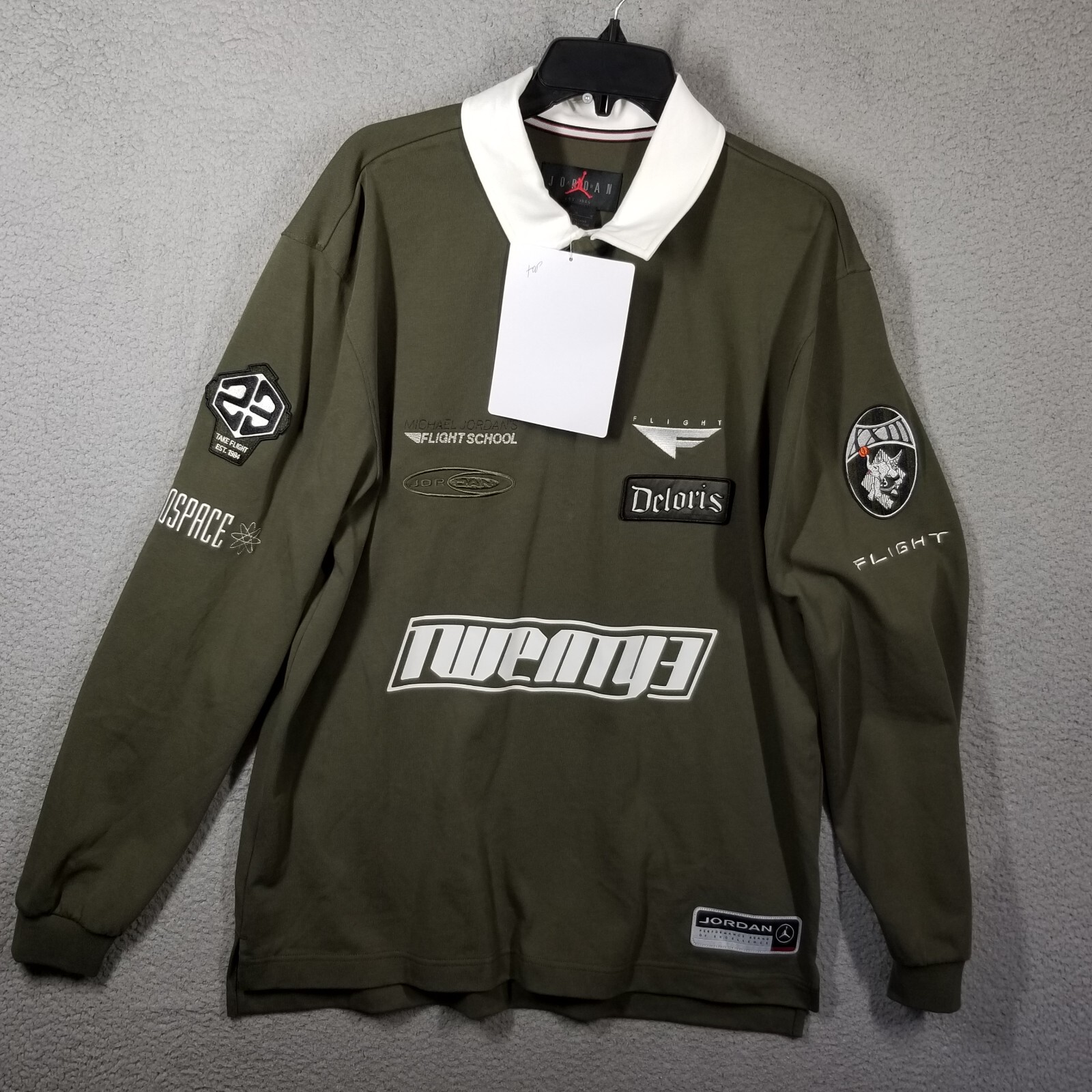 Jordan Essentials Men's Long-Sleeve Rugby Top Men Medium Green Sample HF9323-325 gallery