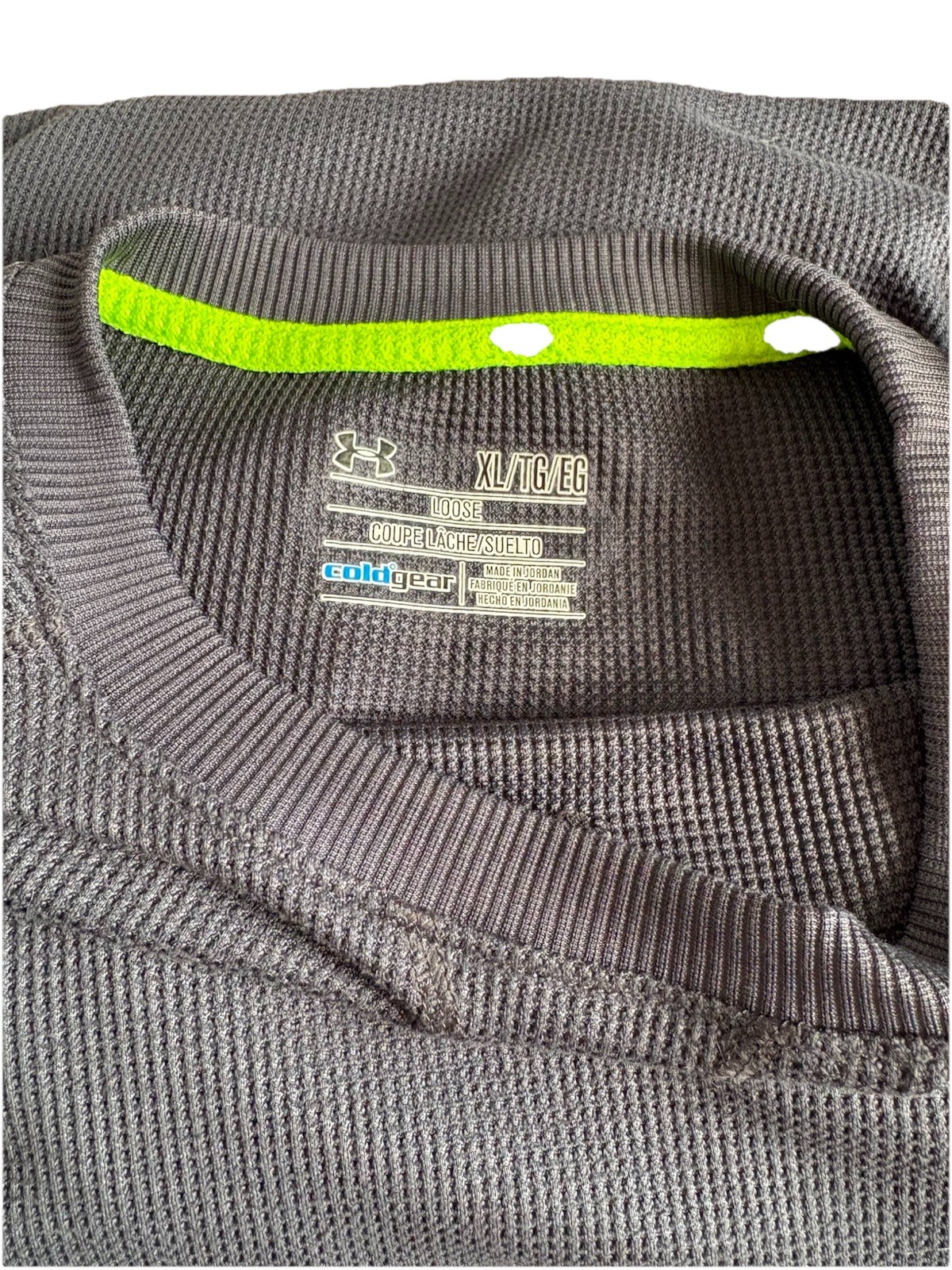 Under Armour ColdGear Gray Neon Yellow XL Moisture Wicking Pullover T-Shirt gallery