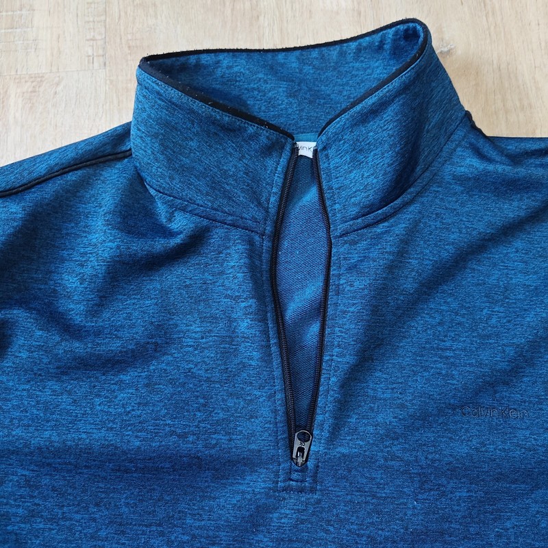 CALVIN KLEIN Performance Quarter Zip Long Sleeve Blue Sweatshirt Size Meduim NWT gallery